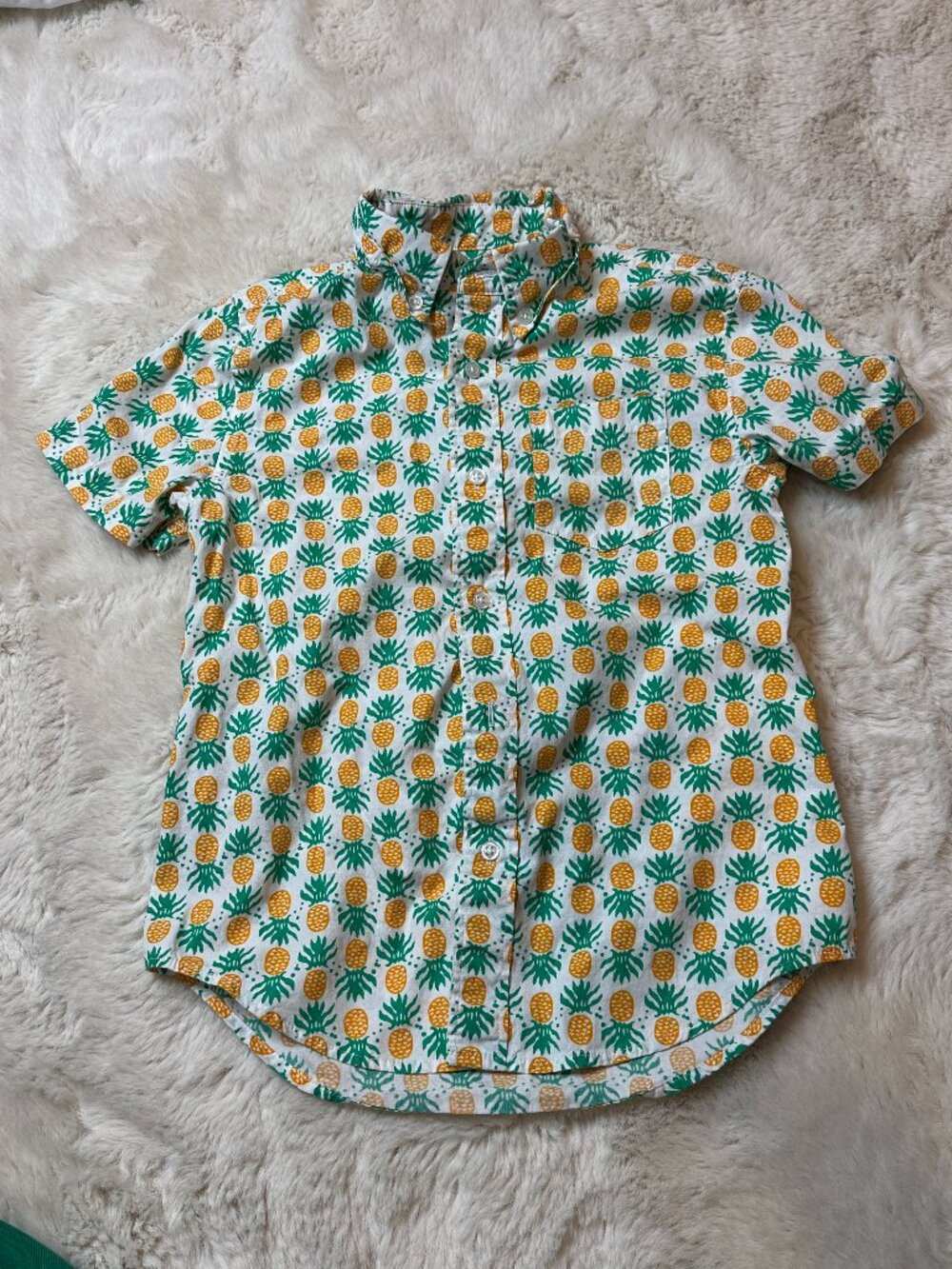CrewCuts Pinepple Button Down Shirt - size 6-7